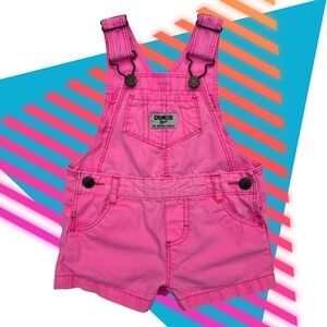 Oshkosh B'gosh Overalls 6 Months Neon Pink 90s Colorful Retro Baby Bright Summer